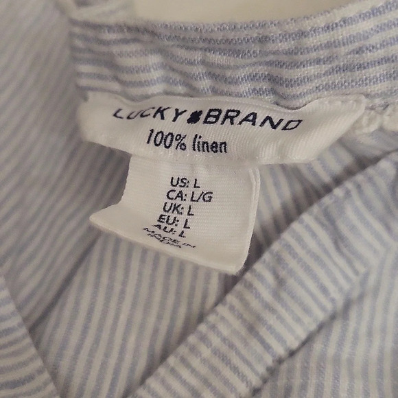 Lucky Brand Linen Sleeveless Striped V-neck Tiered Mini Dress - Picture 3 of 3